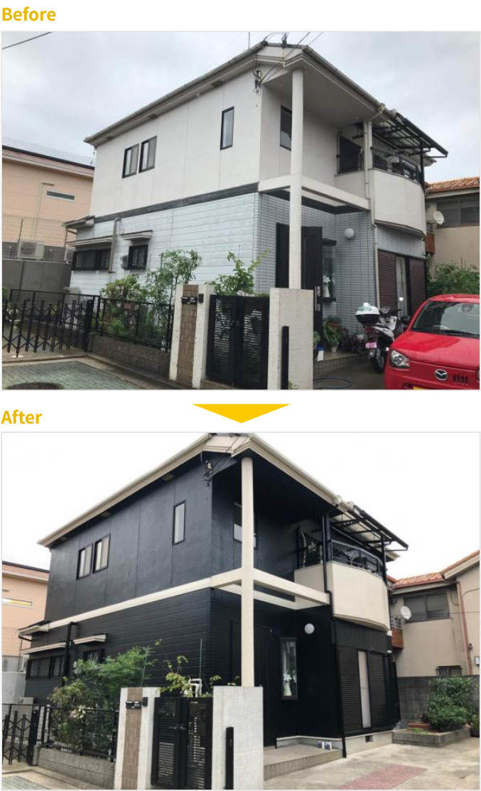 施工前後の外壁塗装