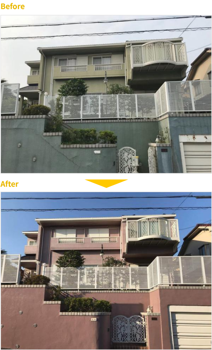 施工前後の外壁塗装